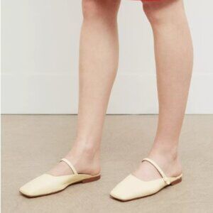 - Mansur Gavriel Square Toe Leather Mary Jane Mule Cream Womens Size  7 NW…